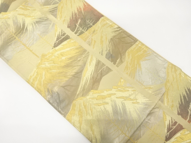 アンティーク　遠山に木立模様織り出し袋帯（着用可）